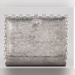 Diane Von Furstenberg Silver Metallic Hand Clutch